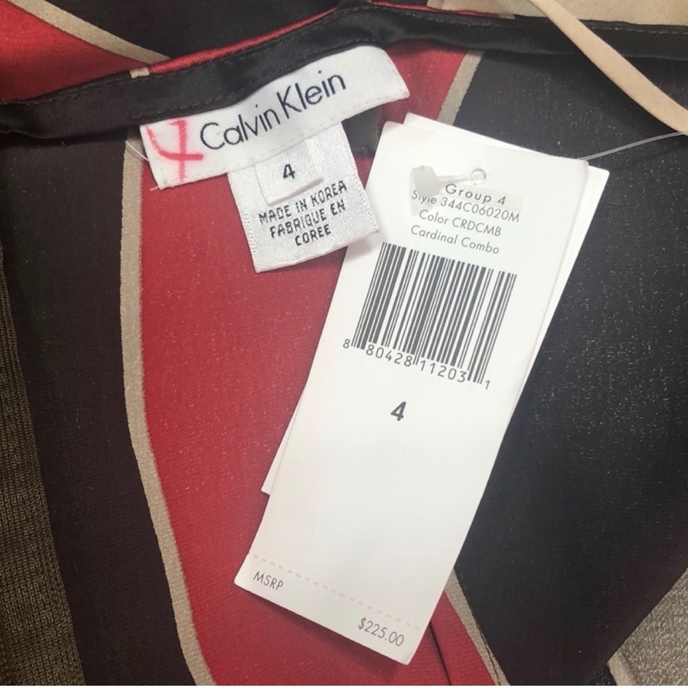 NWT Calvin Klein Cardinal Combo 100% Silk Dress - Picture 5 of 8